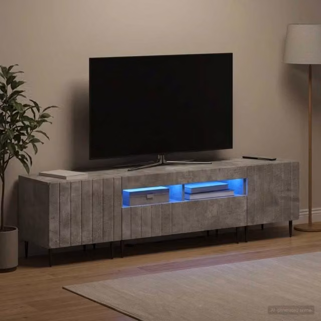 Mobile TV LED a 3 pezzi ZWOLLE Grigio Cemento 3416518