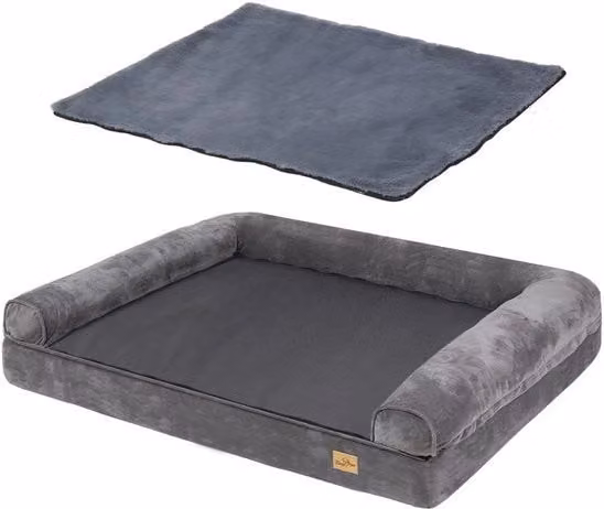 Cuscino Antiscivolo per Cani BINGOPAW XXL in Schiuma, Grigio, L 120 cm x P 90 cm x H 20 cm