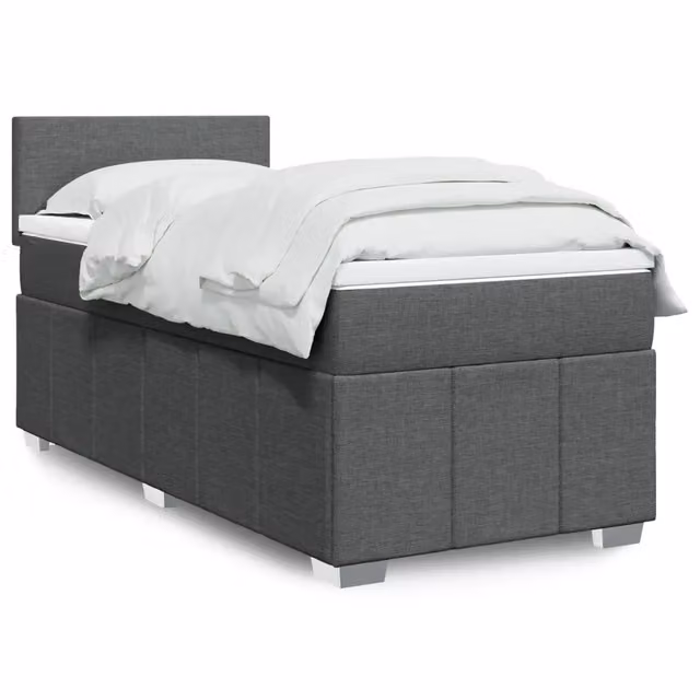 Giroletto a Molle con Materasso-Struttura Letto Grigio Scuro 80x200 cm Tessuto 680013