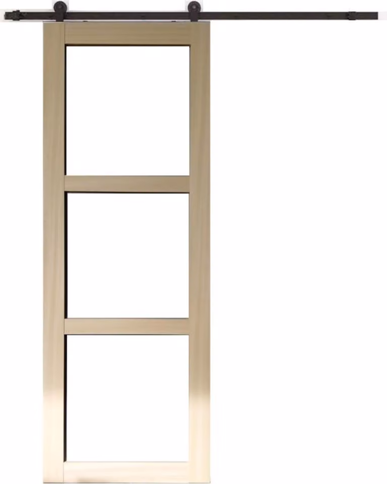 Porta scorrevole in legno Ayous con vetro trasparente H204 x L83 cm, binario con rotelle GD MENUISERIES