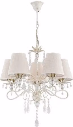 Lampadario glamour Lukrecja bianco con cristalli 5xE14 Alfa