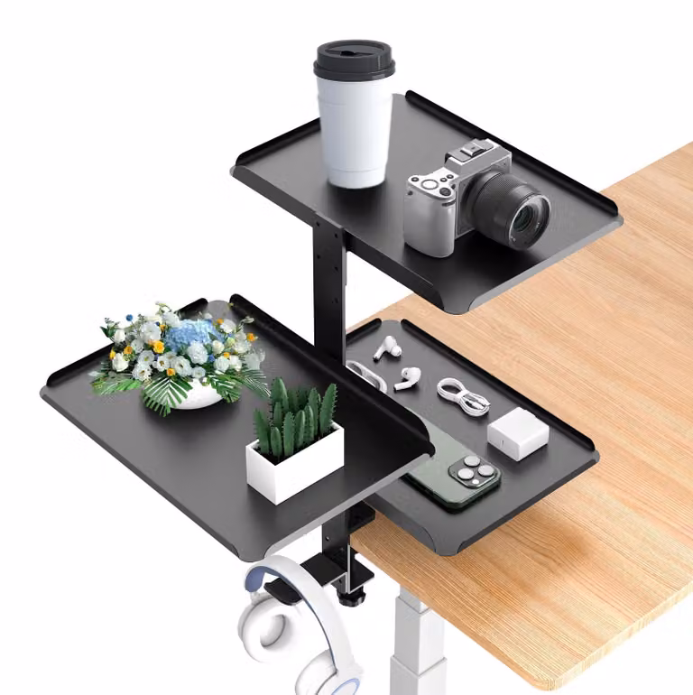 Organizzatore da scrivania, design a tre livelli, supporto per cuffie, colore nero