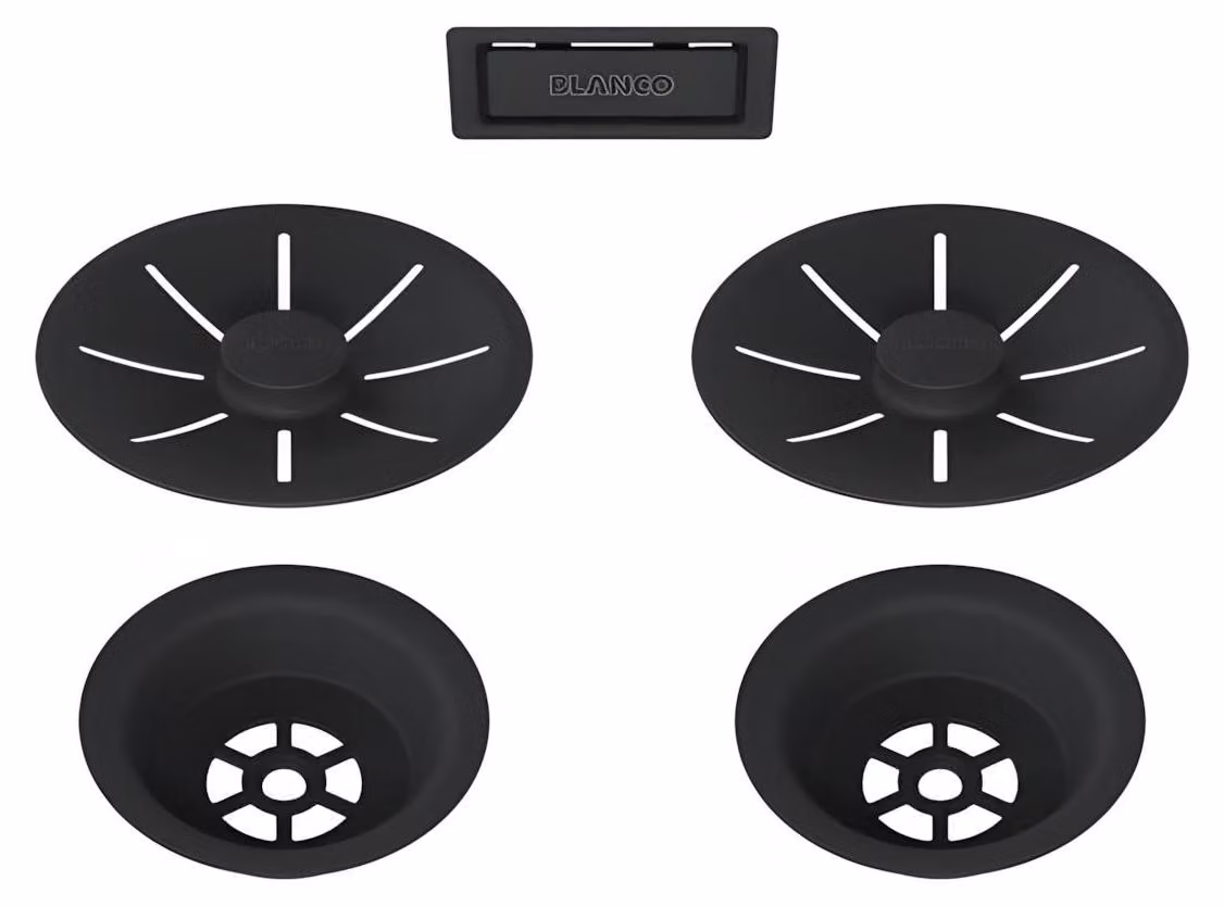 BLANCO Set di scarico e troppopieno per lavabo doppio | nero opaco 239979