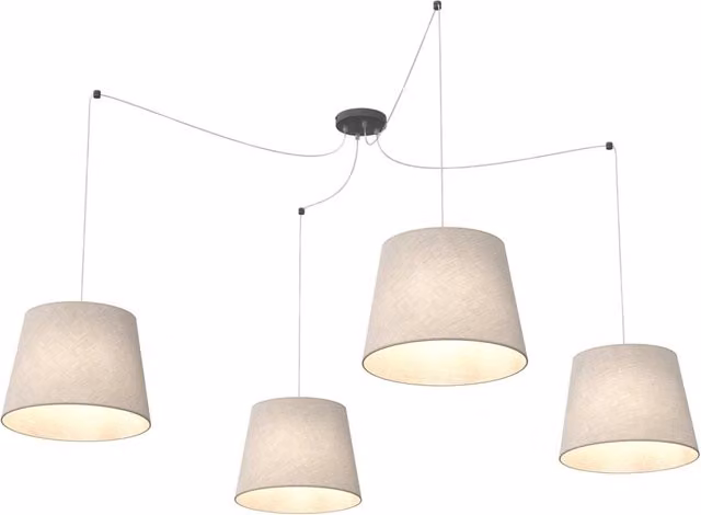 Sospensione 4 Luci Okeanos Con Fermacavi E Paralumi Beige