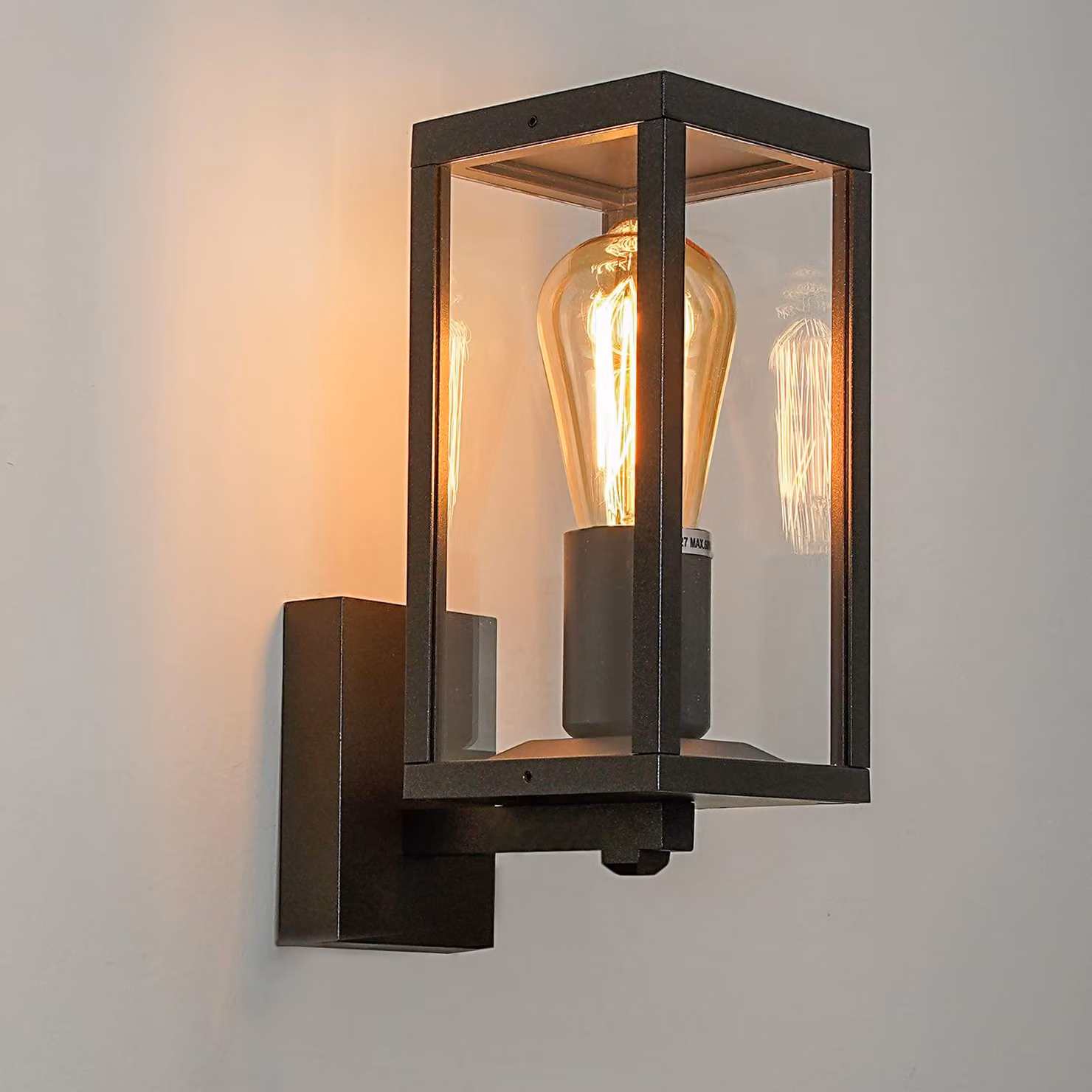Lampada da parete esterna, attacco E27, 60W, alluminio, grado di protezione IP44, colore antracite