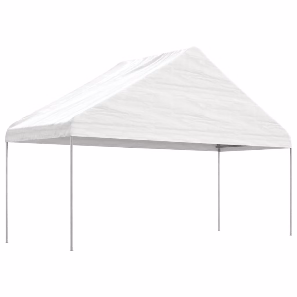 Gazebo con Tetto Bianco 6,69x5,88x3,75 m in Polietilene