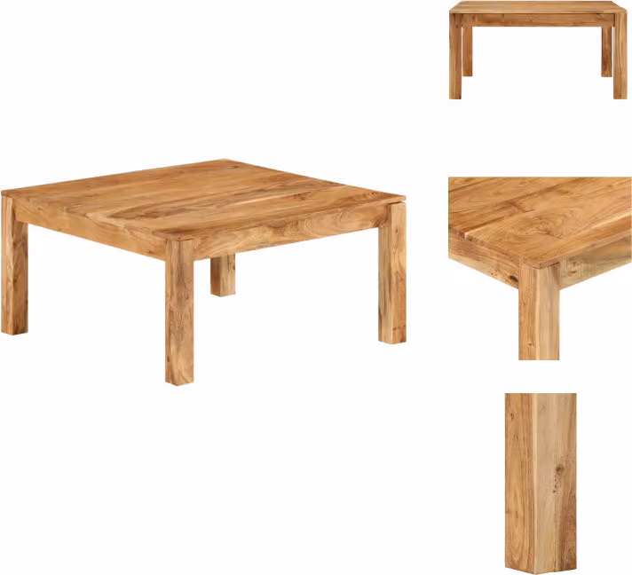vidaXL Tavolino 80x80x40 cm in legno massiccio di acacia - Tavolini da caffè