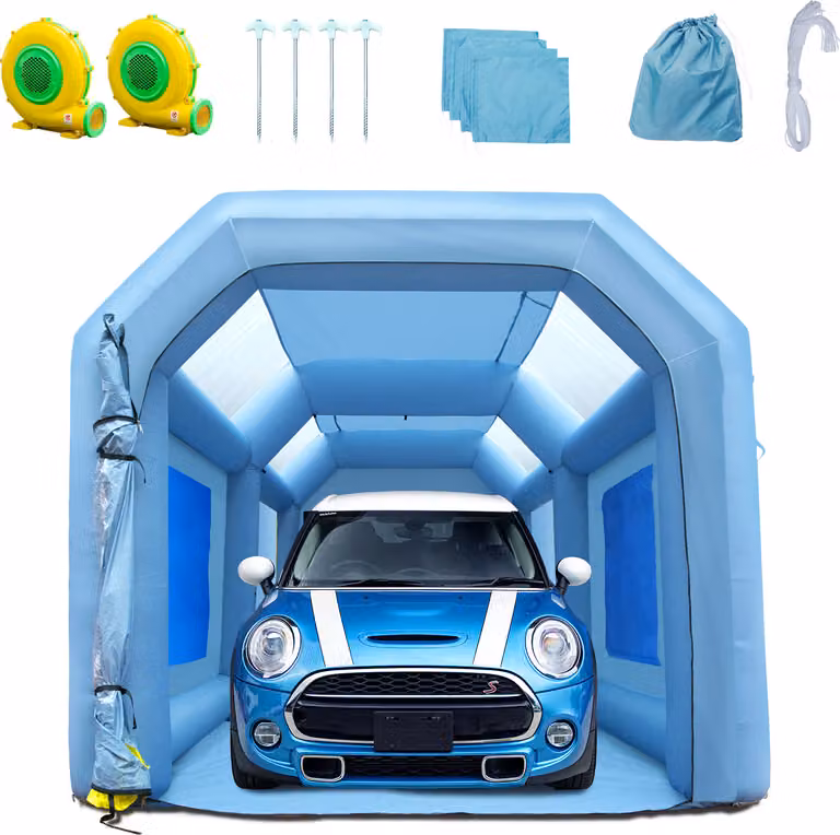 SucceBuy cabina di verniciatura gonfiabile 20x10x8ft tenda per auto con sistema di filtraggio e 2 soffiatori