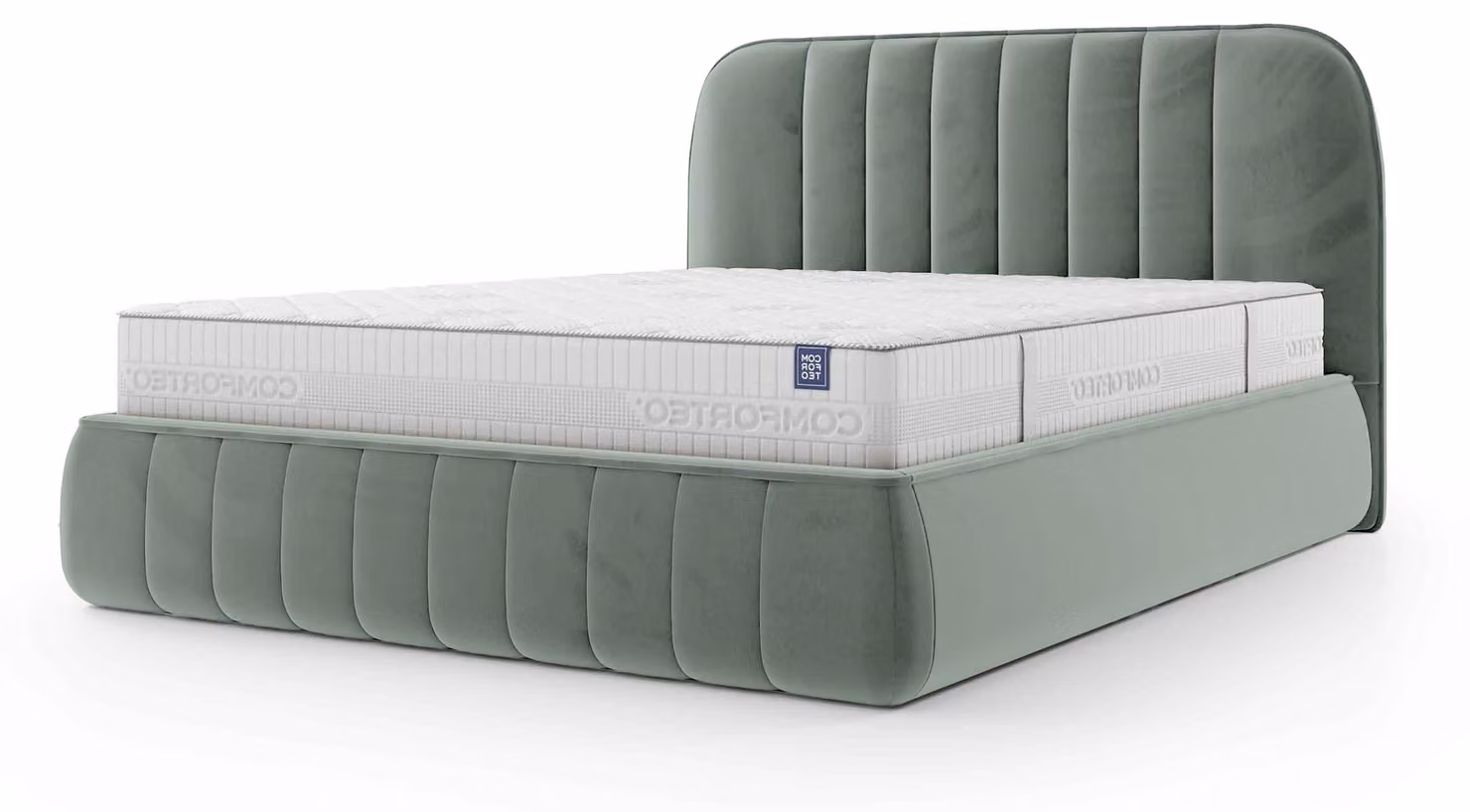 Letto imbottito con contenitore Carla, colore antracite, dimensioni 180 x 200 cm