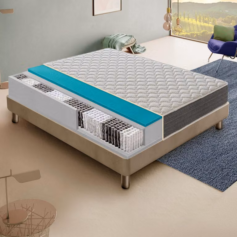 Materasso 100x200 cm, Alto 30 cm, 800 Molle Insacchettate, Ortopedico e Indeformabile Rigidità H3, Memory Foam 4 cm, 100% Italy