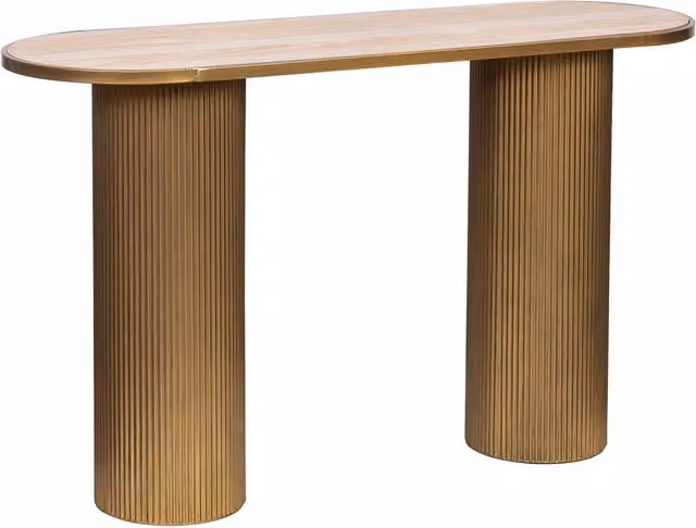 Tavolino rotondo WANDERLUST DECO in metallo e pietra naturale color oro e beige L/P/H: 46 x 46 x 45 cm – 1