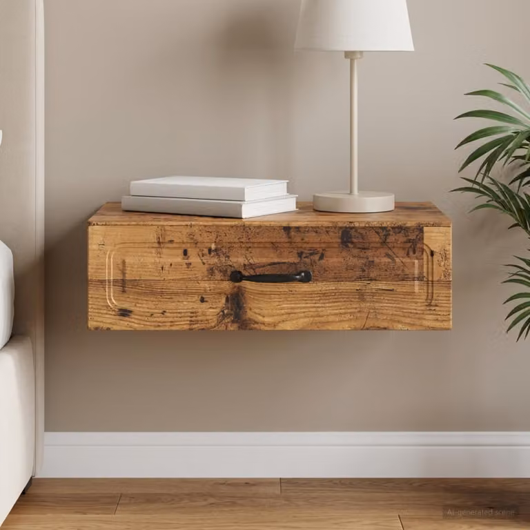 vidaXL Tavolino da parete moderno in legno marrone con ripiani interni L: 59 cm, P: 34,5 cm, H: 17 cm