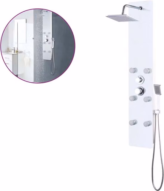 Pannello Doccia in Vetro 25x44,6x130 cm Bianco CFW5503414