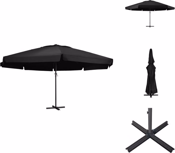 vidaXL Ombrellone con palo in alluminio 500 cm nero - Ombrelloni e tende da sole