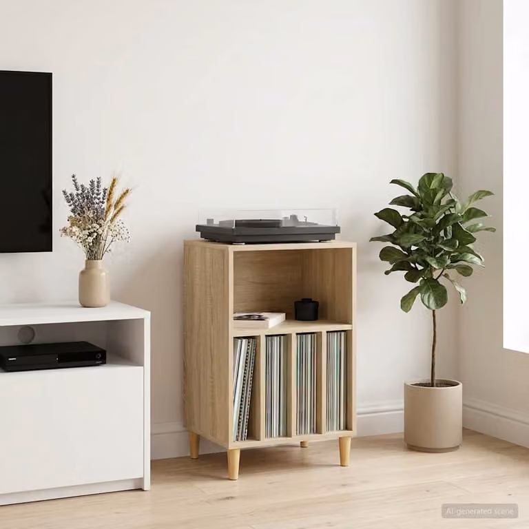 vidaXL Supporto per Giradischi Moderno in Legno Marrone, L/P/H: 47 x 39,5 x 74,5 cm