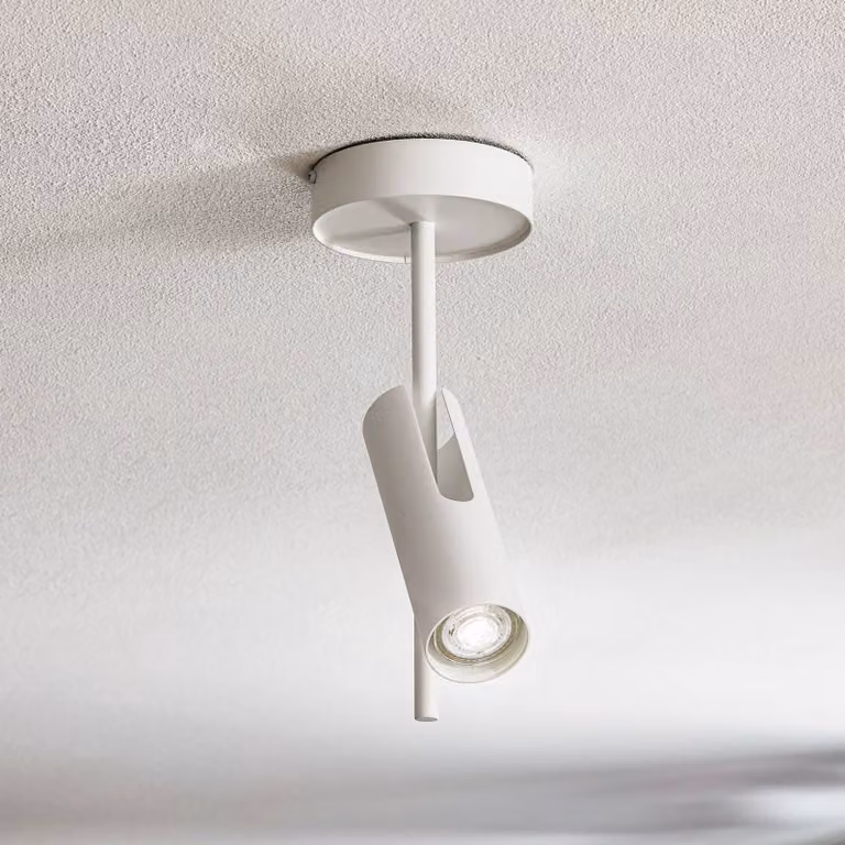 Faretto da soffitto Leda 1, 1 luce, bianco SIGMA, dimmerabile, Bianco / Opale, Soggiorno / Sala da pranzo, Metallo, Moderno, Faretto