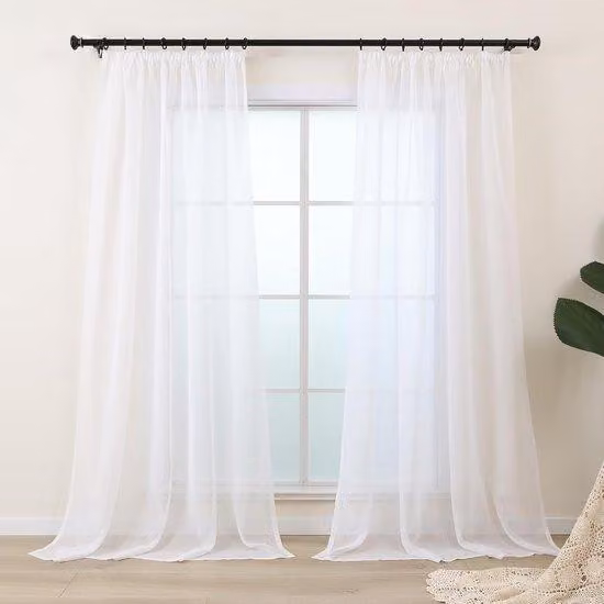 Set di 2 tende bianche per soggiorno - stile moderno - 145 cm - effetto cotone