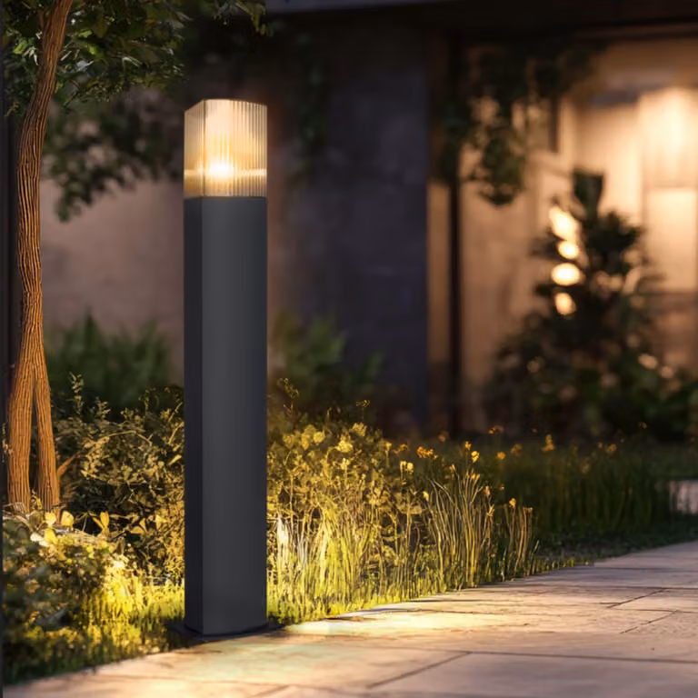 Lampada da esterno per giardino, attacco E27, 15W - Lampada da terra per illuminazione esterna, grado di protezione IP54 - Lampada da terra, palo per illuminazione da giardino, 75 cm (senza sensore di movimento)