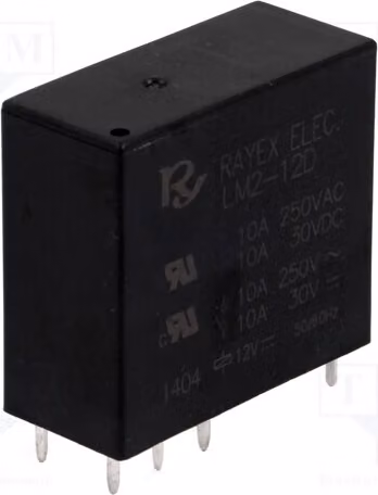 1 relè: elettromagnetico, 5A/250VAC, bobina: 12VDC, mini relè LM2-12D