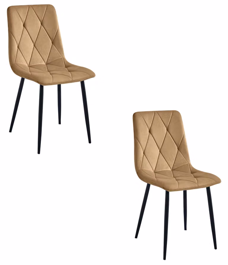 Sedia - Leobert - Libra - Velluto marrone/gambe nere - 44 x 54,5 x 87 cm - Set da 2