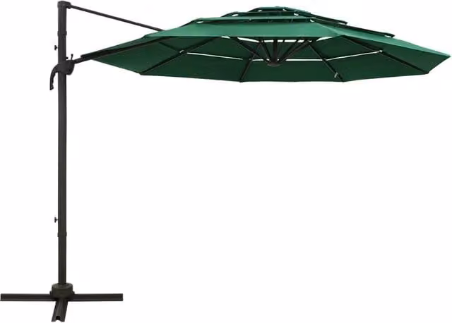 Ombrellone a Sbalzo DESIGN IN Verde con Palo in Alluminio e Copertura in Poliestere L: 300 cm x P: 300 cm