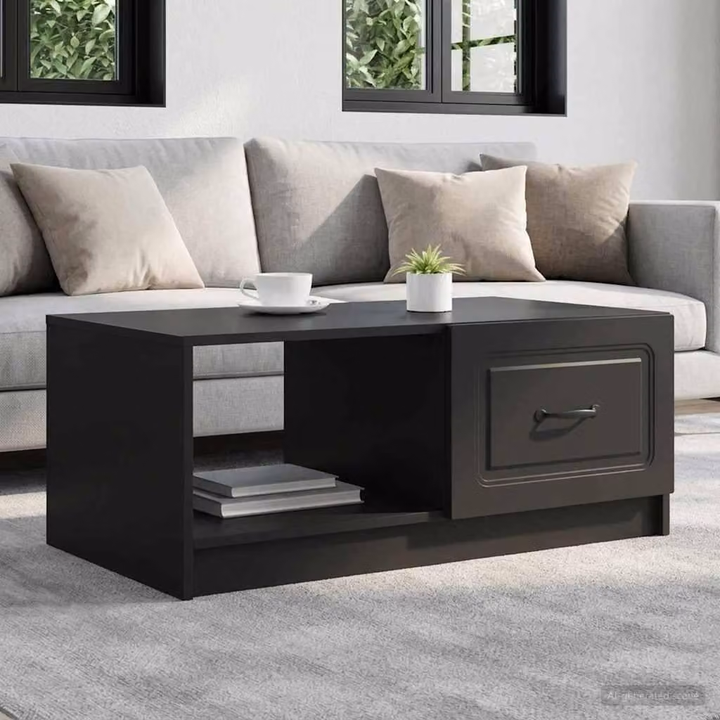 Maison Exclusive - Tavolino nero 90 x 50 x 37 cm in materiale derivato dal legno