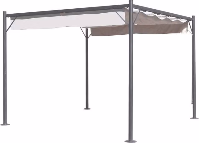 Pergola da Giardino 3x3m in Acciaio e Poliestere Grigio Chiaro