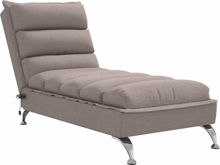 Chaise longue da massaggio con cuscino in tessuto Taupe