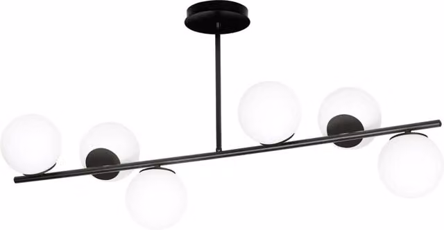 Lampadario a sospensione Emibig BIOR in metallo nero con vetro bianco, 6xE14, dimmabile – 1