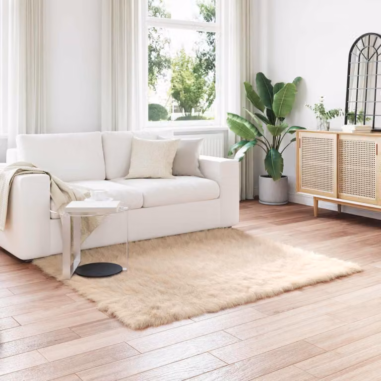 Tappeto moderno quadrato vidaXL in poliestere beige, L/P: 160 x 160 cm