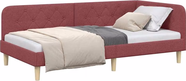 Cornice del letto ad angolo Rosso Vino 90 x 200 cm Tessuto