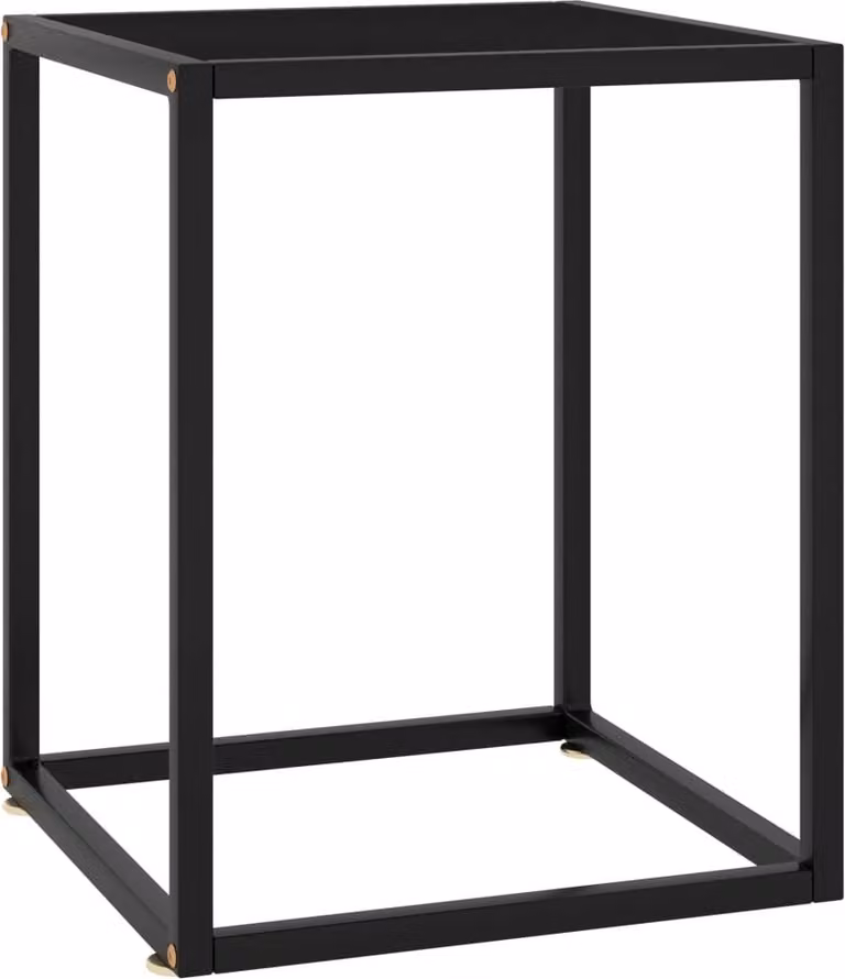 The Living Store Tavolino nero con vetro nero 40x40x50 cm