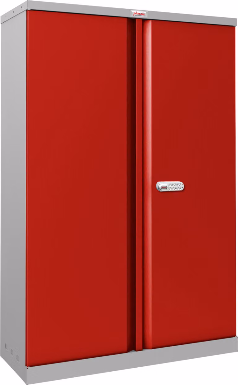 Phoenix SCL1491GRE Armadio grigio - 2 ante rosse e 3 ripiani - con serratura elettronica