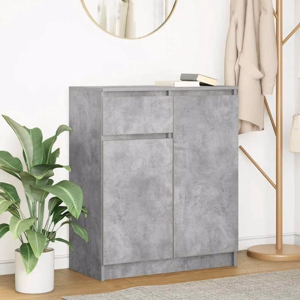vidaXL Credenza con Cassetto in MDF Grigio Cemento, Design Moderno, L 71 x P 35 x H 84 cm