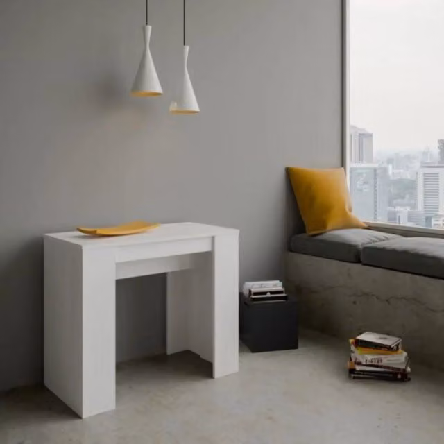 Consolle allungabile 90x48/308 cm Basic bianco frassino