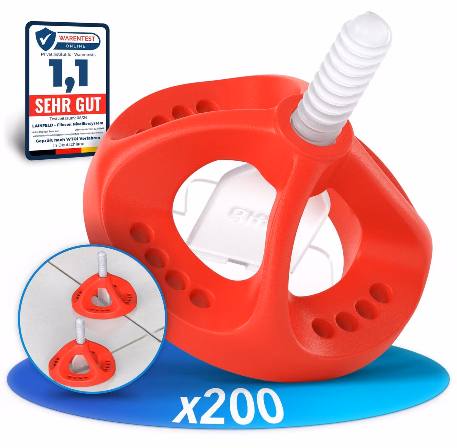 Sistema di livellamento per piastrelle - Fughe da 3 mm - 100 clip e 100 cappucci - Riutilizzabile