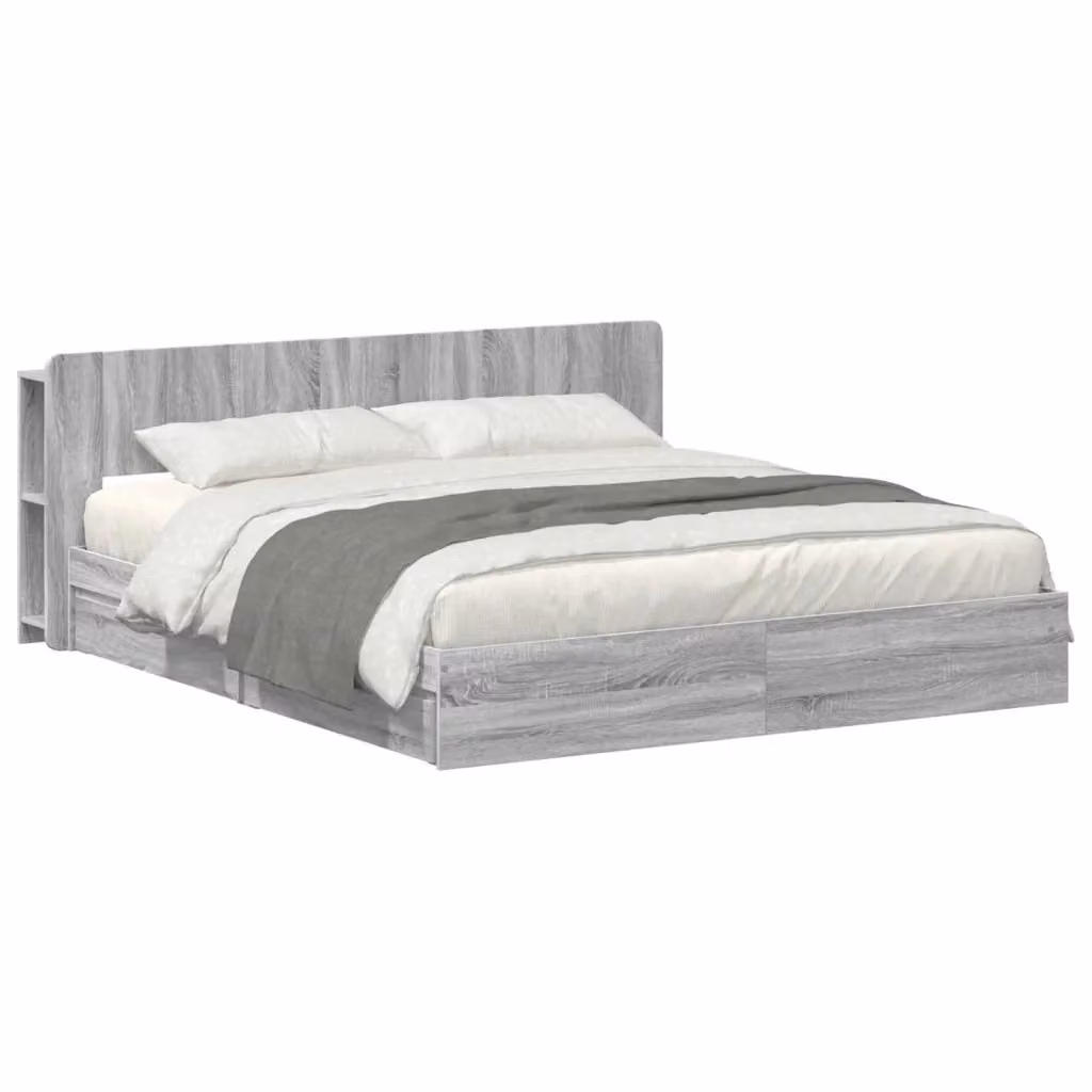 Letto con contenitore moderno vidaXL in legno grigio L/P/H: 200 x 200 x 34 cm – 2