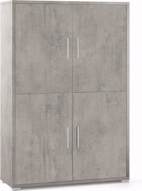 Armadio 4 ante e 4 Ripiani Interni H161 L108 P41 Cm colore Cemento 834k Sarmog