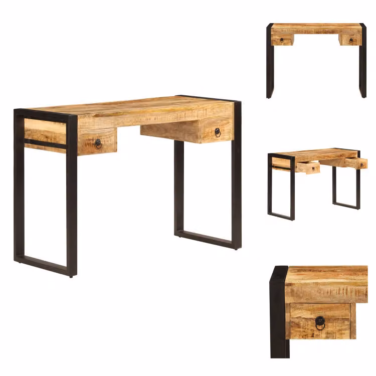 vidaXL Scrivania con 2 cassetti 110 x 50 x 77 cm in legno massiccio di mango - Scrivanie