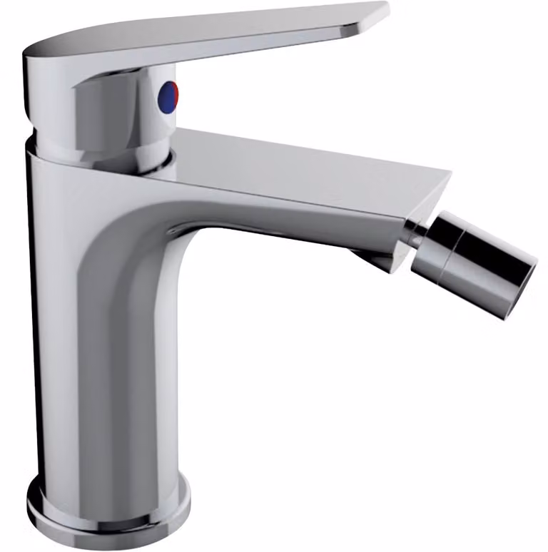 Schläfer 26505015 | Miscelatore Monocomando per Bidet Bagno serie Leonardo con Scarico automatico 1 1/4, Rubinetto Monoforo Cartuccia diam35mm Cromo Argento, Italy