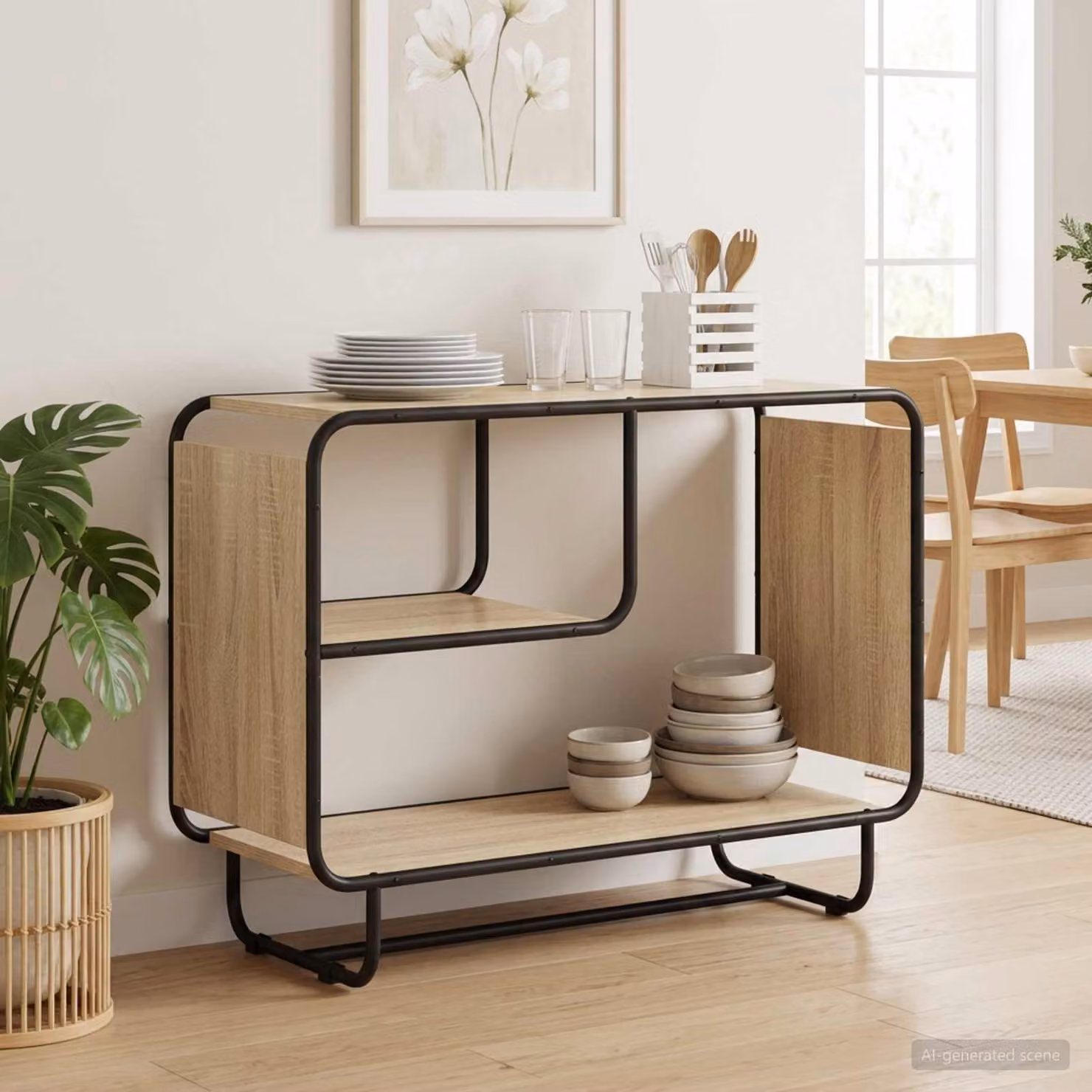 Credenza stile industrial vidaXL in rovere Sonoma marrone L: 93.5 cm, P: 37.5 cm, H: 64.5 cm