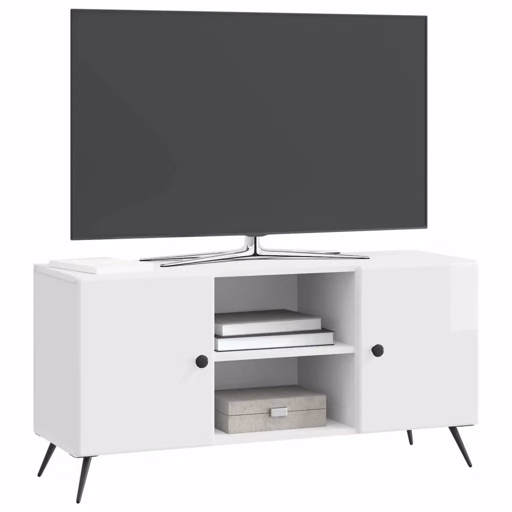 Mobile TV e Credenza Moderno Design In Bianco Lucido L: 102 cm, P: 34,5 cm, H: 50 cm – 2