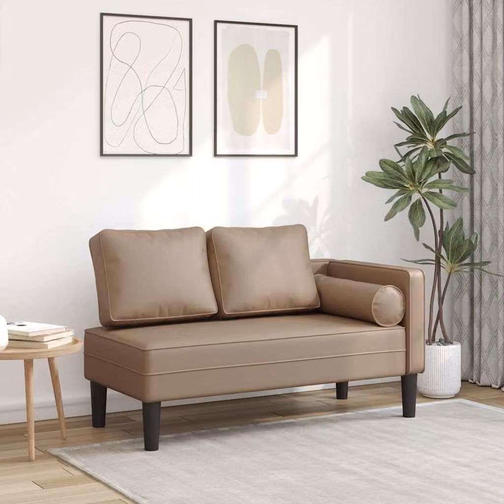 Sdraio moderna vidaXL in legno massiccio con cuscini in similpelle beige e marrone