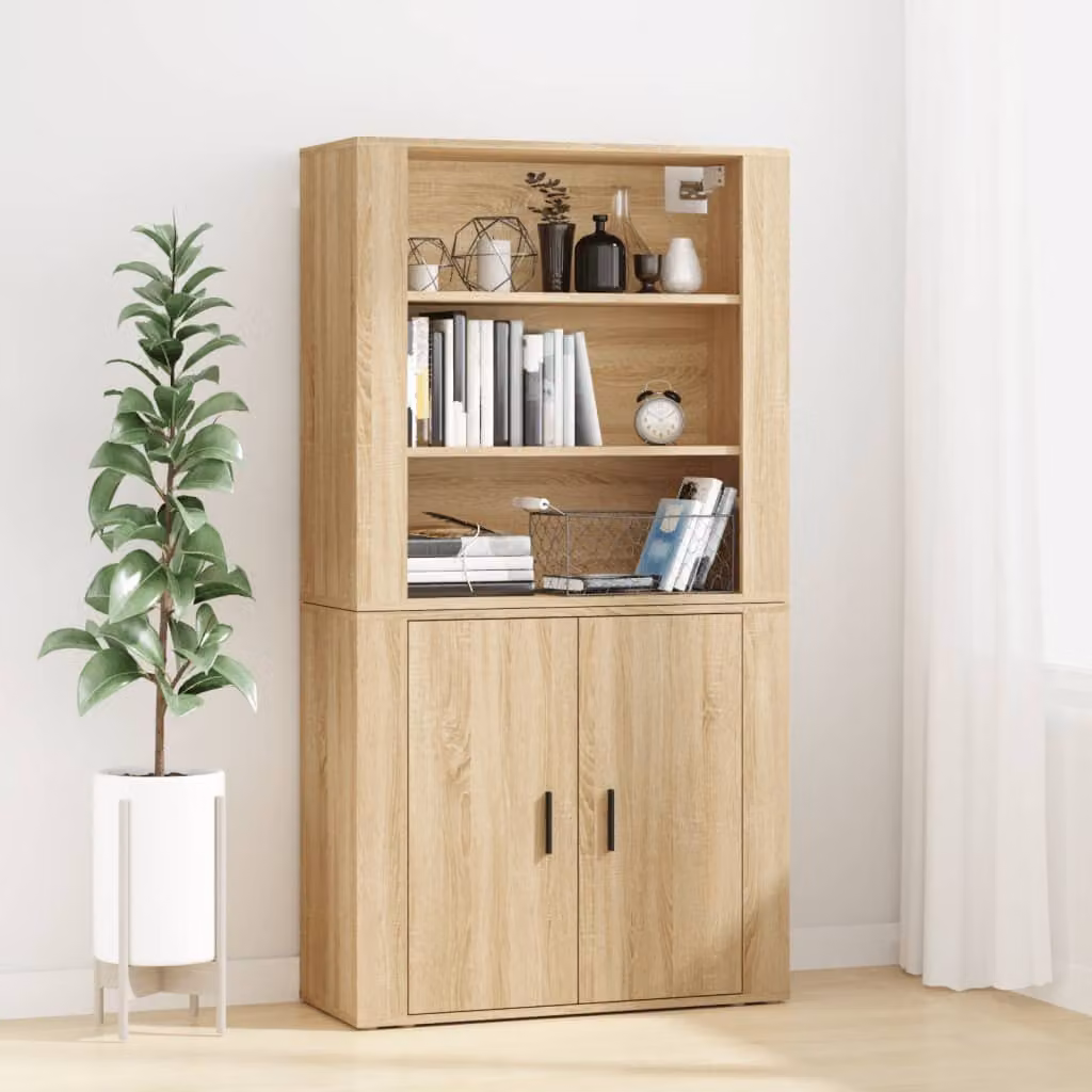 Credenza moderna vidaXL in legno multistrato color rovere sonoma marrone, sospesa a parete, L: 70 cm, P: 33 cm, H: 33 cm