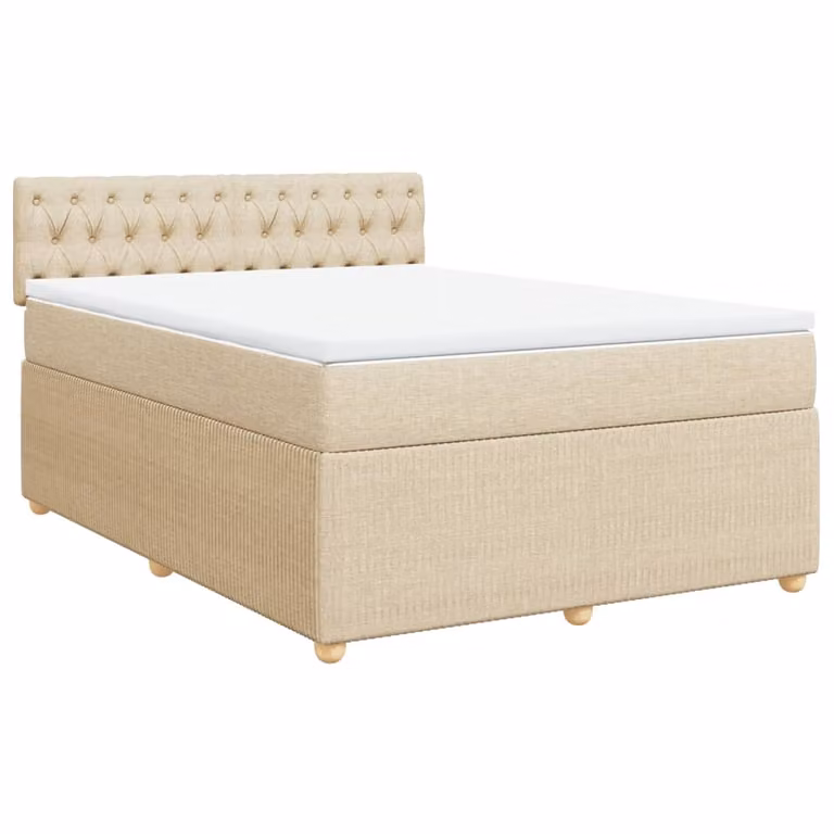 Giroletto a Molle con Materasso Crema 140x19 cm in Tessuto