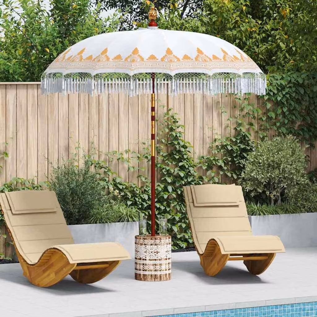 Maison Exclusive - Ombrello balinese con base, colore crema, diametro 210-220 cm