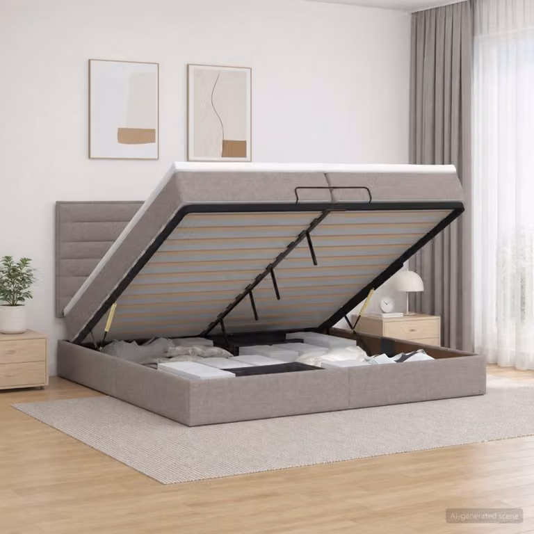 Letto Ottomano con Materasso e Illuminazione LED vidaXL in Tessuto, L/P/H: 200 x 200 x 88 cm
