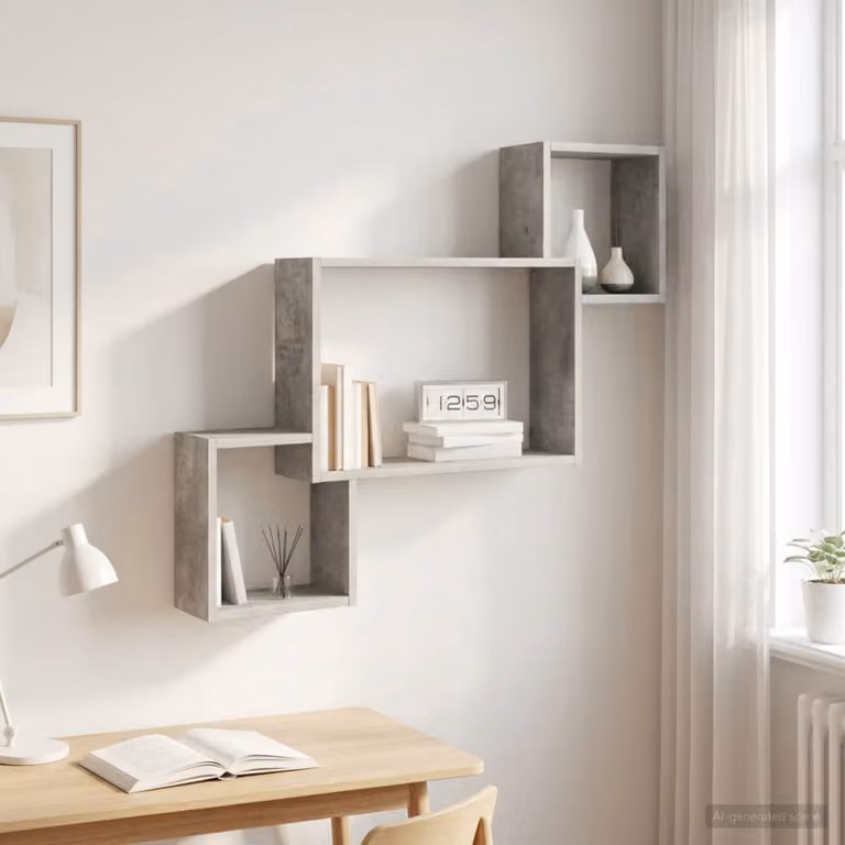 Scaffale da parete moderno vidaXL Grigio Cemento L: 91,5 cm, P: 15 cm, H: 76 cm