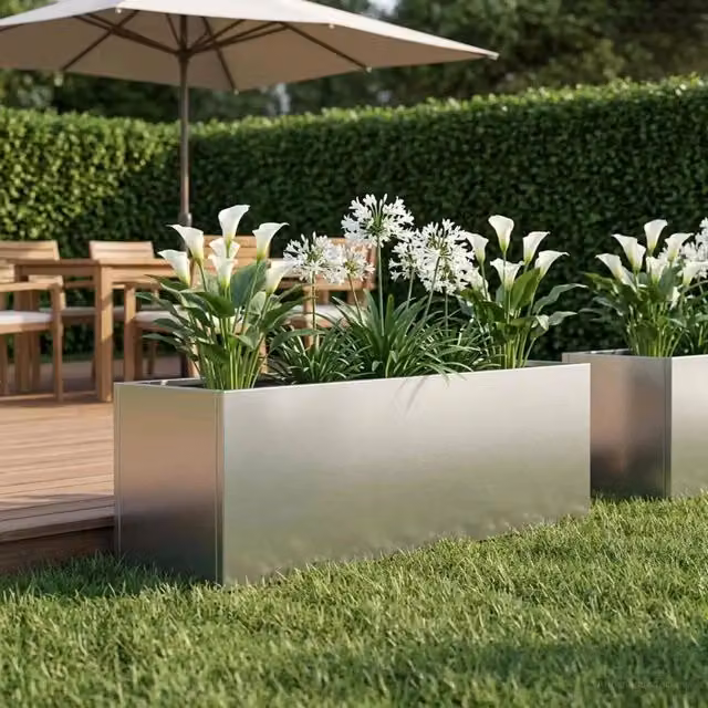 Vaso da giardino Argento 100 x 30 x 30 cm Acciaio Inox 8005226
