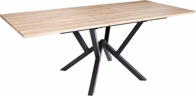 Tavolo da pranzo allungabile 160/200 x 90 cm marrone chiaro con piano in MDF e gambe in metallo in stile industriale moderno